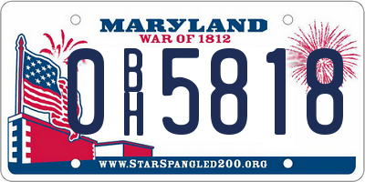 MD license plate 0BH5818