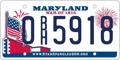 MD license plate 0BH5918