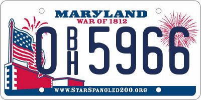 MD license plate 0BH5966