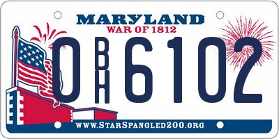 MD license plate 0BH6102