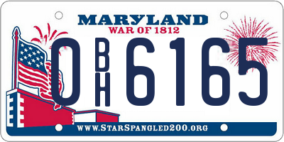 MD license plate 0BH6165