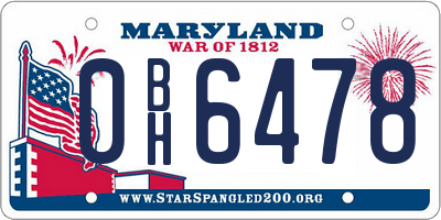 MD license plate 0BH6478