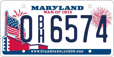 MD license plate 0BH6574