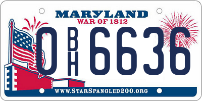 MD license plate 0BH6636