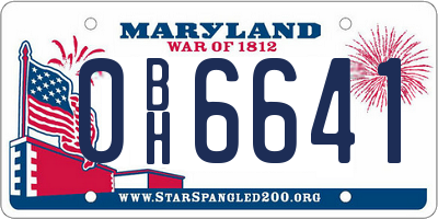 MD license plate 0BH6641