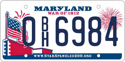 MD license plate 0BH6984