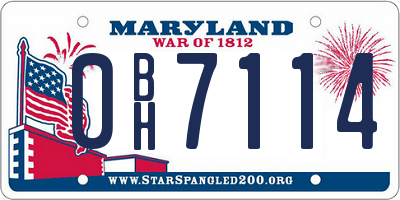 MD license plate 0BH7114