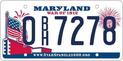 MD license plate 0BH7278