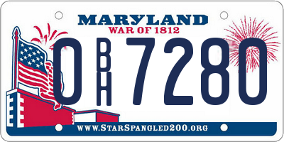 MD license plate 0BH7280