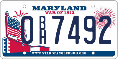 MD license plate 0BH7492
