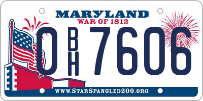 MD license plate 0BH7606
