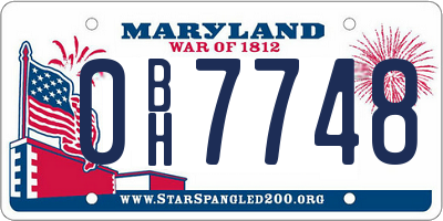 MD license plate 0BH7748