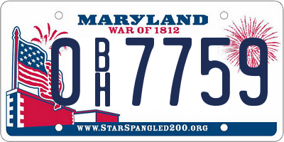 MD license plate 0BH7759