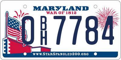 MD license plate 0BH7784