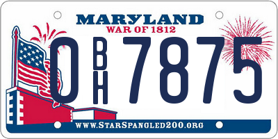 MD license plate 0BH7875