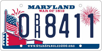MD license plate 0BH8411