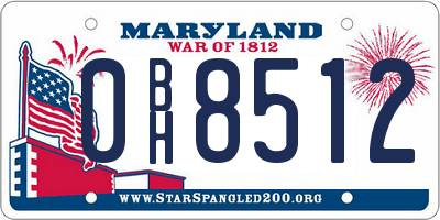 MD license plate 0BH8512
