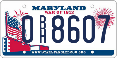 MD license plate 0BH8607