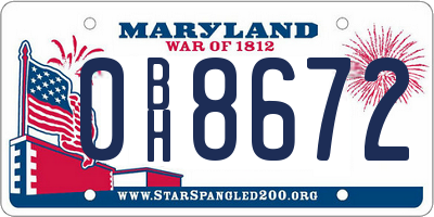 MD license plate 0BH8672