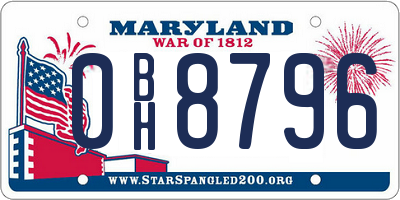 MD license plate 0BH8796