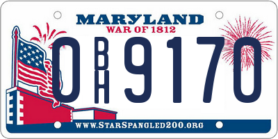MD license plate 0BH9170