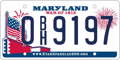 MD license plate 0BH9197