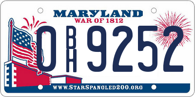 MD license plate 0BH9252