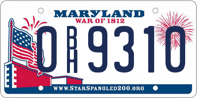 MD license plate 0BH9310