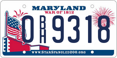 MD license plate 0BH9318
