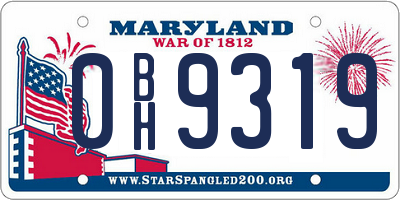 MD license plate 0BH9319
