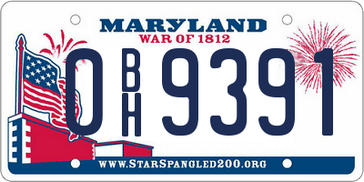 MD license plate 0BH9391
