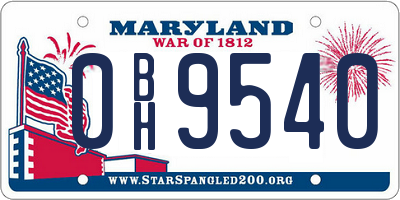 MD license plate 0BH9540