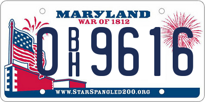 MD license plate 0BH9616