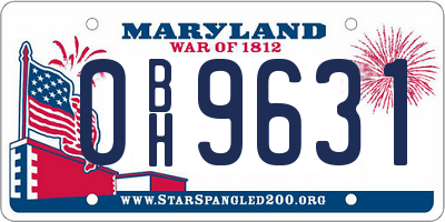 MD license plate 0BH9631