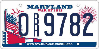 MD license plate 0BH9782