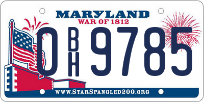 MD license plate 0BH9785
