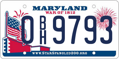 MD license plate 0BH9793