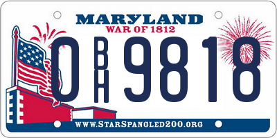 MD license plate 0BH9818