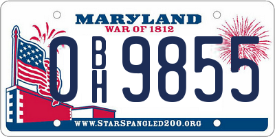 MD license plate 0BH9855