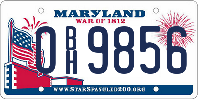 MD license plate 0BH9856