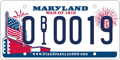 MD license plate 0BI0019