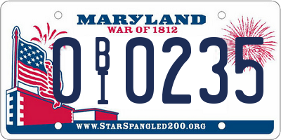 MD license plate 0BI0235