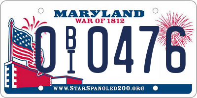 MD license plate 0BI0476