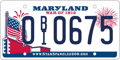MD license plate 0BI0675