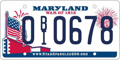 MD license plate 0BI0678