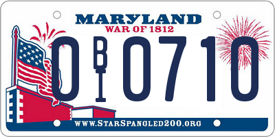 MD license plate 0BI0710