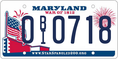 MD license plate 0BI0718