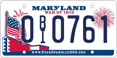 MD license plate 0BI0761