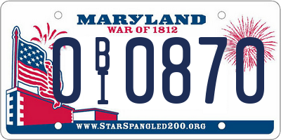 MD license plate 0BI0870