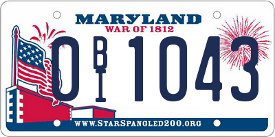 MD license plate 0BI1043